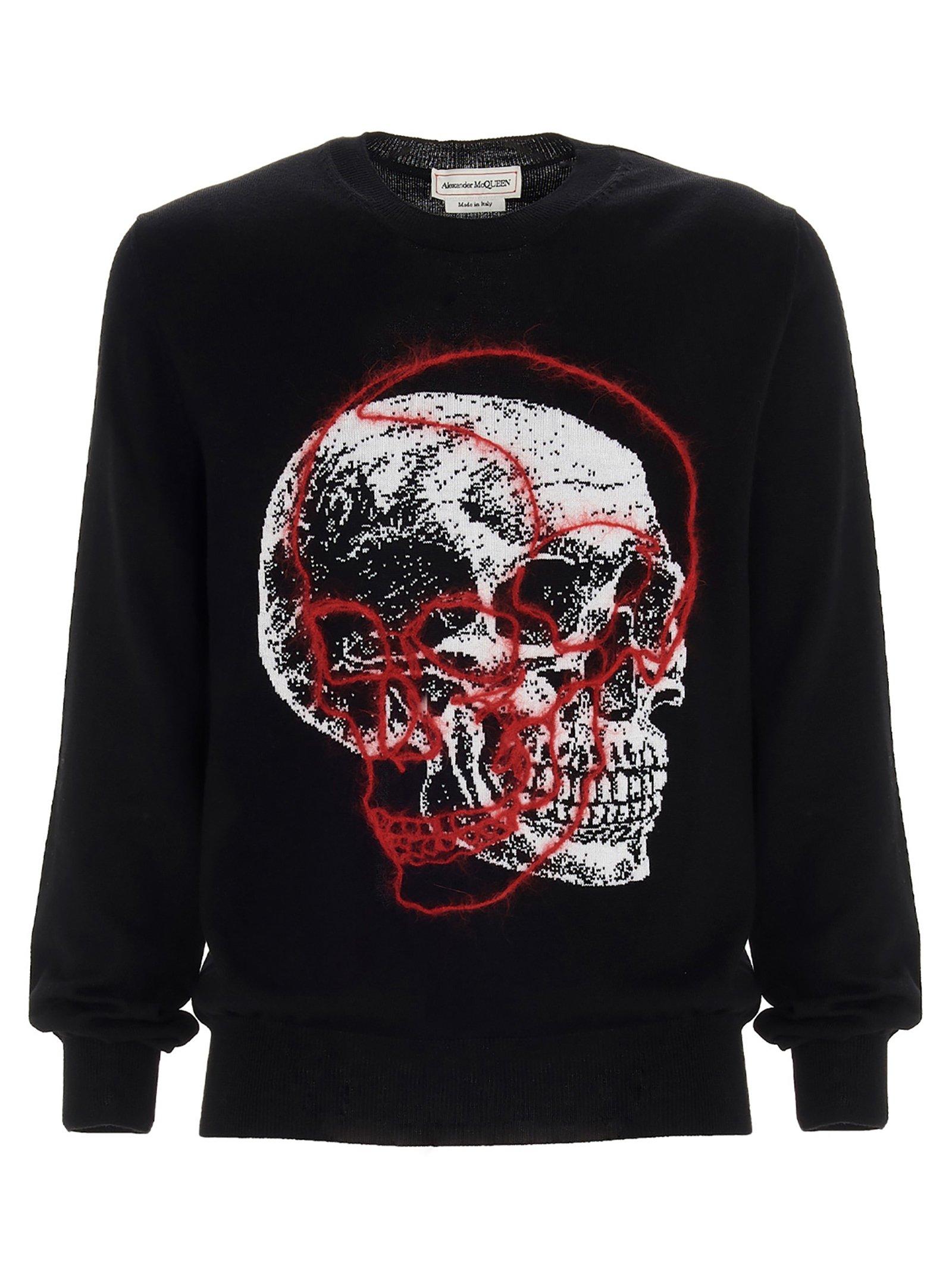 その他 alexander mcqueen 'Varsity Skull' sweatshirt Alexander McQueen Men's Varsity Skull Logo Crew Knit in