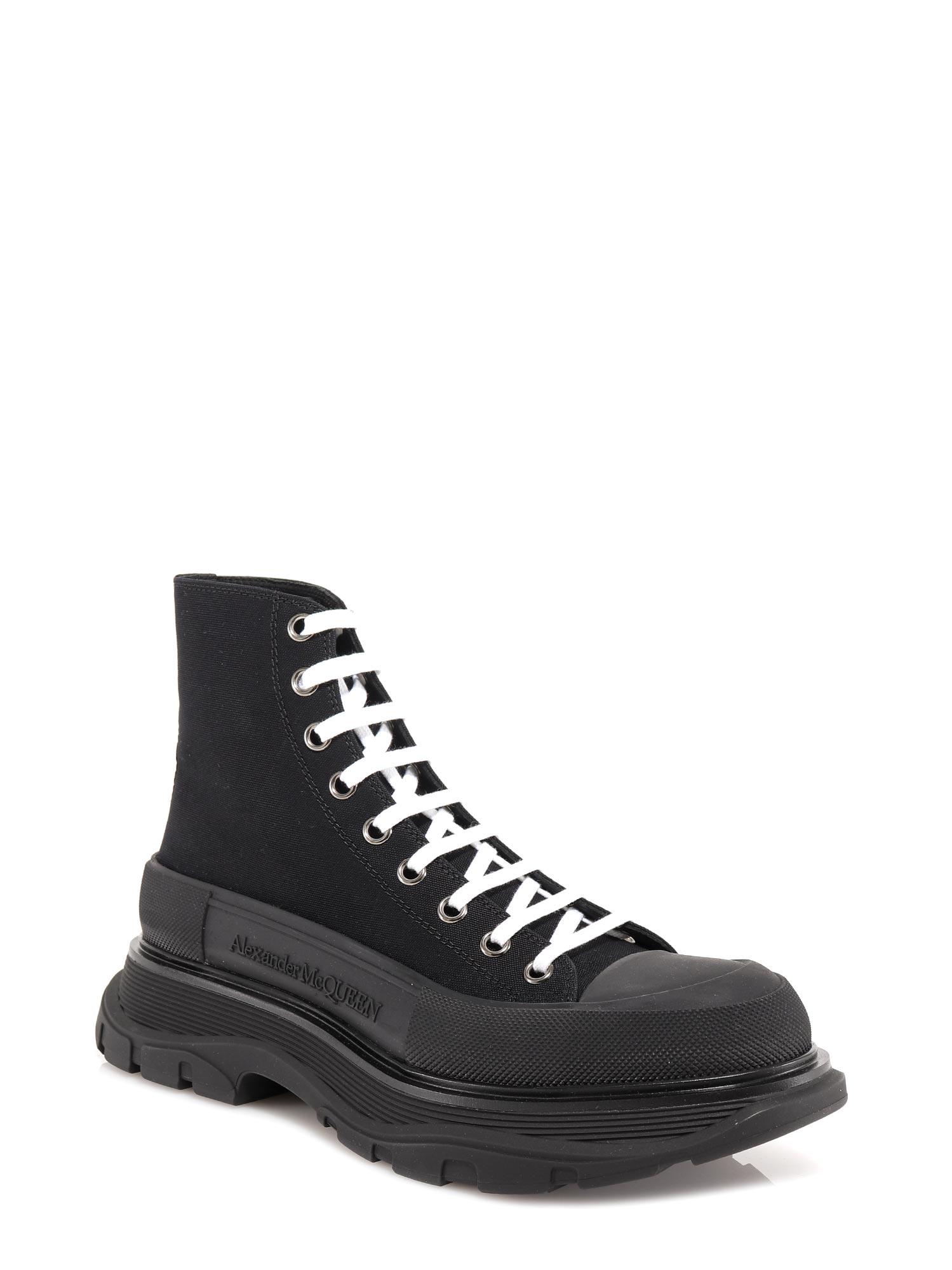 Alexander McQueen Canvas Tread Slick Boots in Black for Men - Lyst