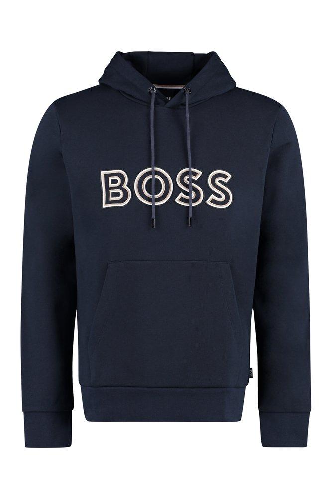 BOSS by HUGO BOSS Embroidered Hoodie in Blue for Men | Lyst