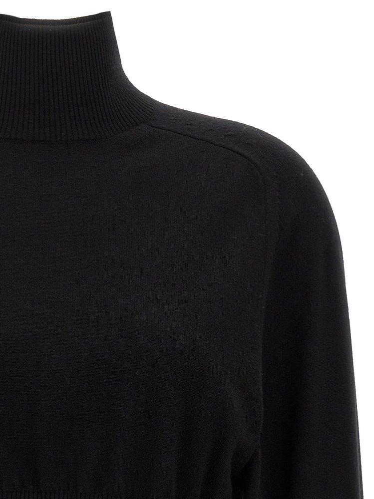 Black cropped polo neck jumper cheap