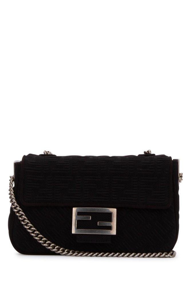 Fendi Ff Midi Baguette Shoulder Bag in Black | Lyst