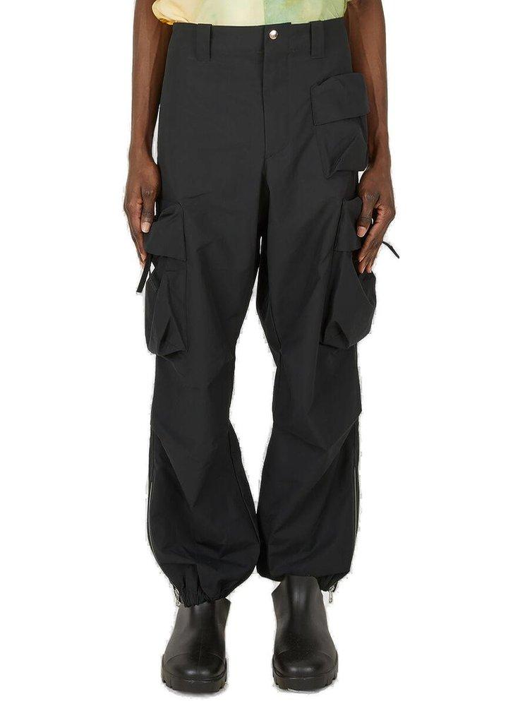 OAMC Men's Black Zip-detailed Straight Leg Puff Pants