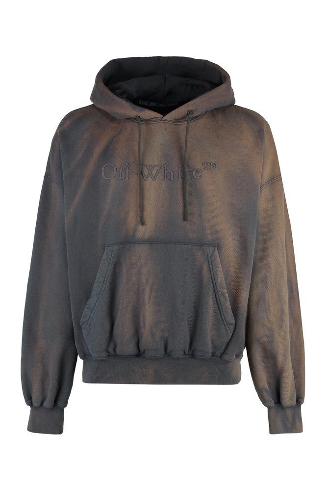 Off-White logo-print long-sleeve hoodie - Black