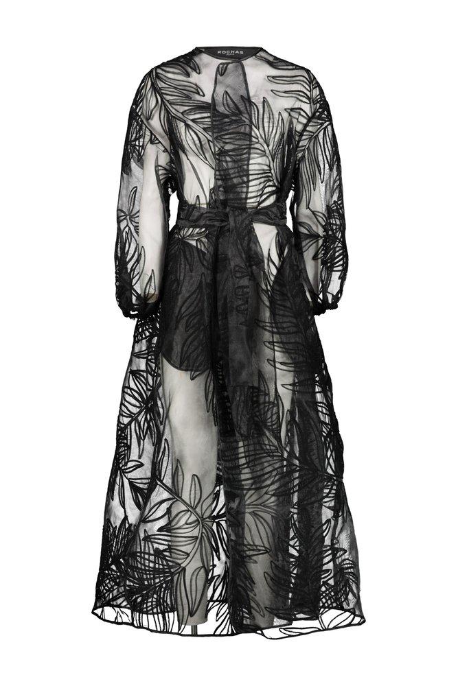 Rochas Embroidered Design Opera Coat in Black | Lyst