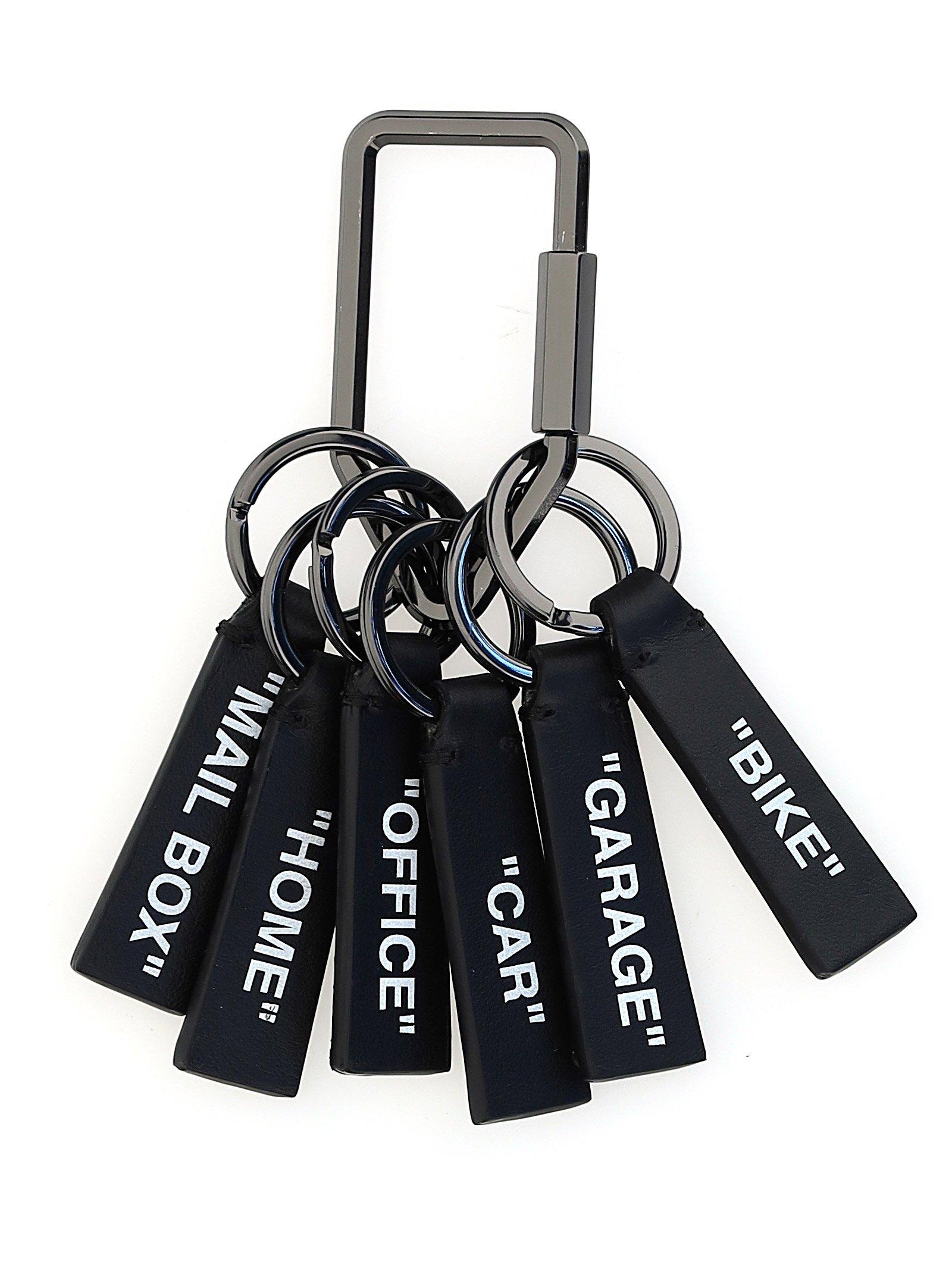 Off-White c/o Virgil Abloh Leather Signature Quote Keyring in Black - Lyst