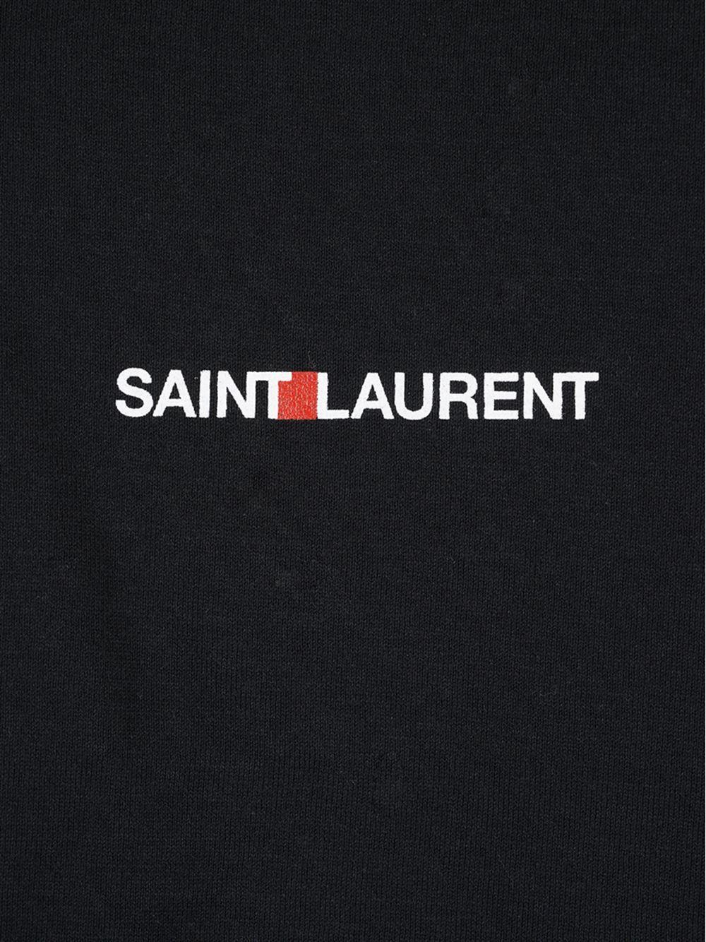 Saint Laurent Cotton Logo T-shirt in Black for Men - Lyst