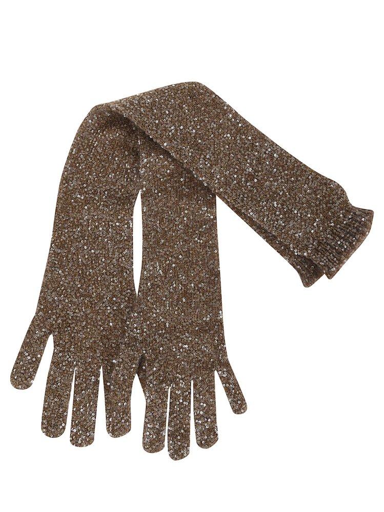 手袋 Brunello Cucinelli Sequinned Knit Long Gloves Brunello Cucinelli Gloves for Women | Online Sale up to 65