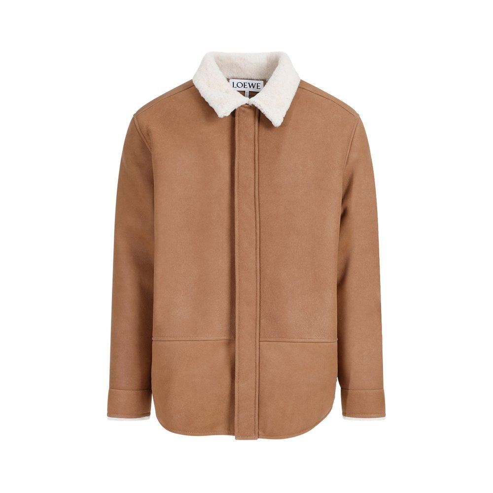 Loewe Shaved Shearling Overshirt in Brown for Men | Lyst