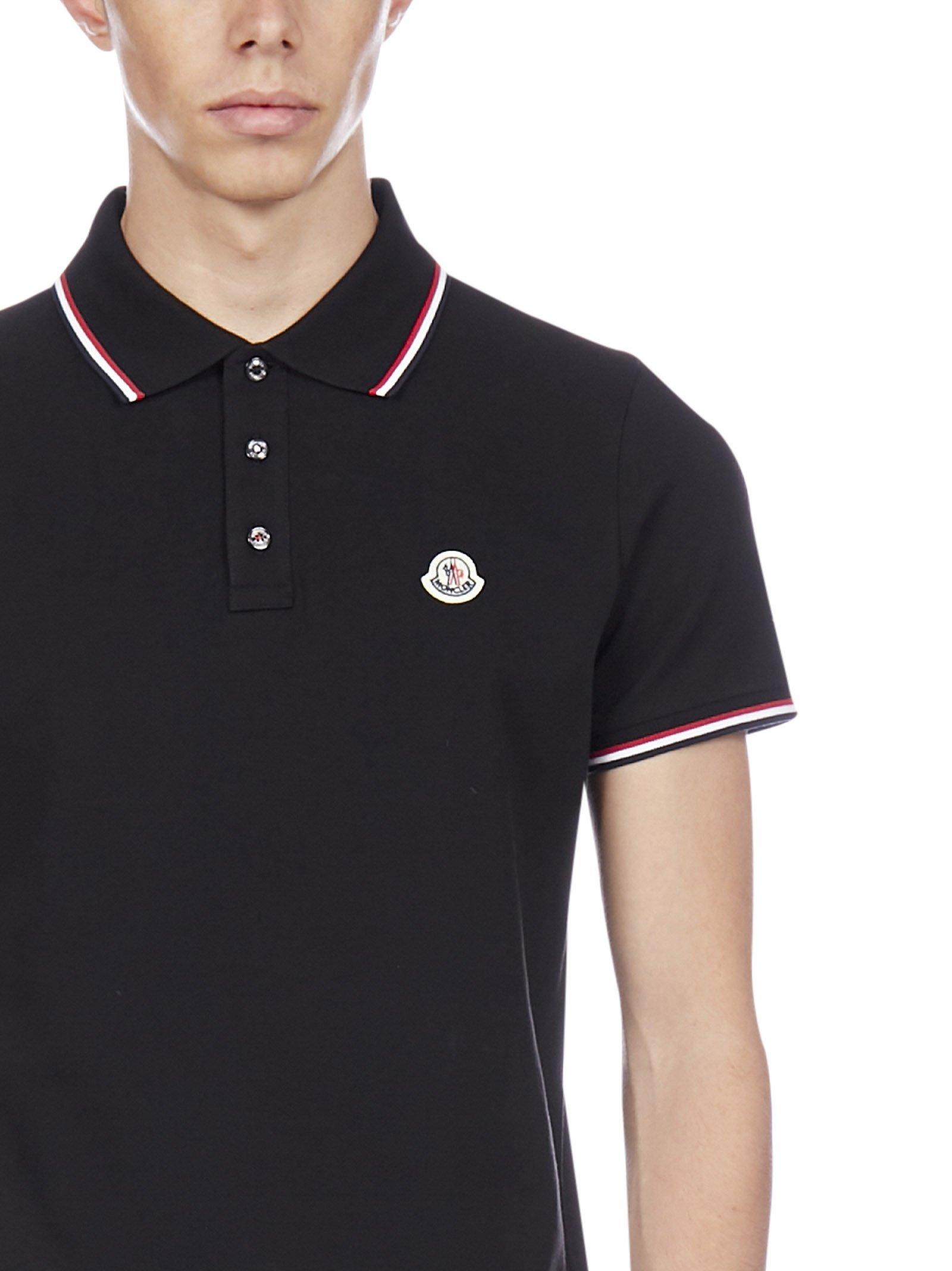 Moncler Cotton Logo Polo Shirt in Black for Men Lyst