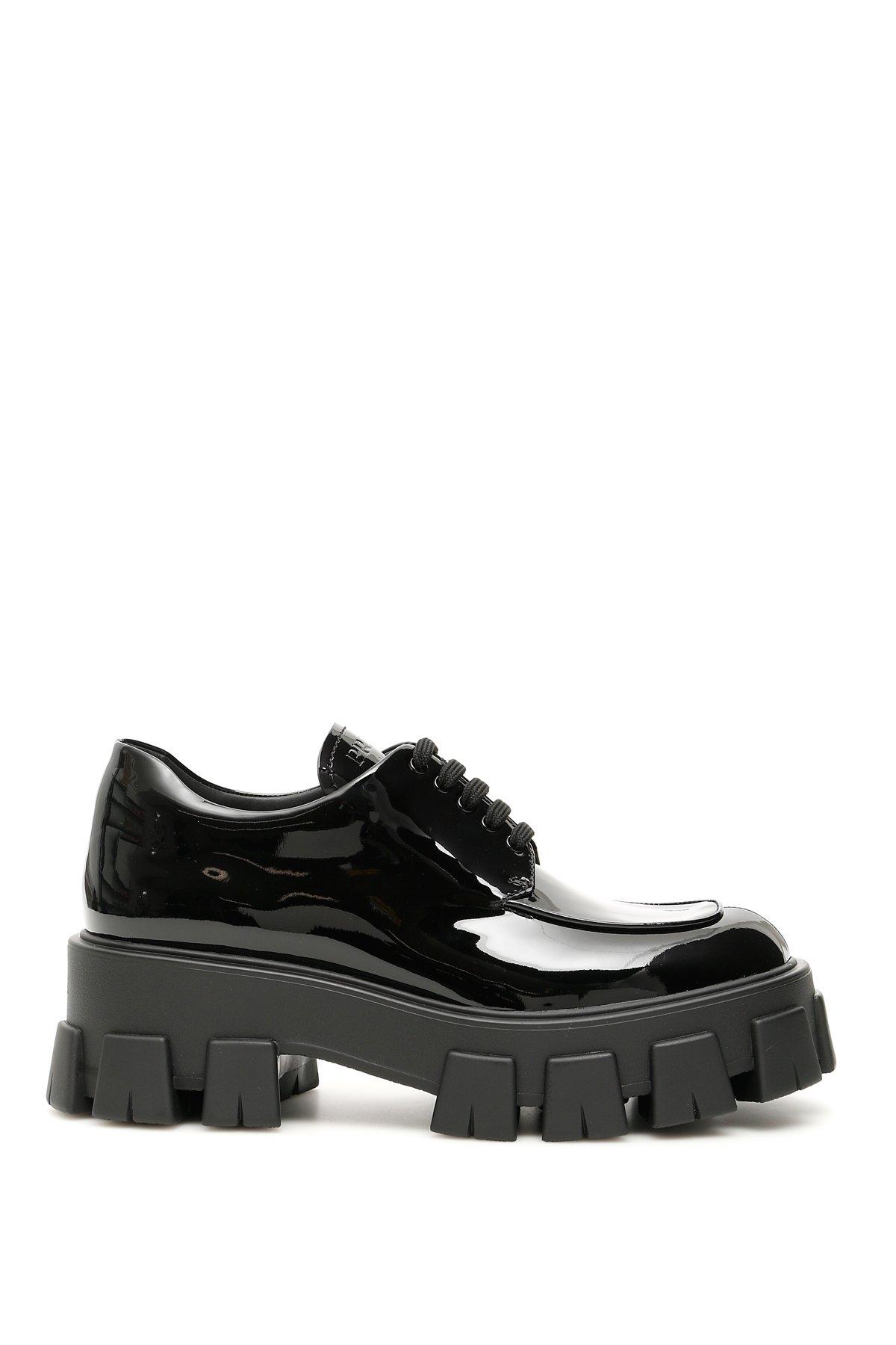 Prada Leather Derby Platform Shoes in Black - Lyst