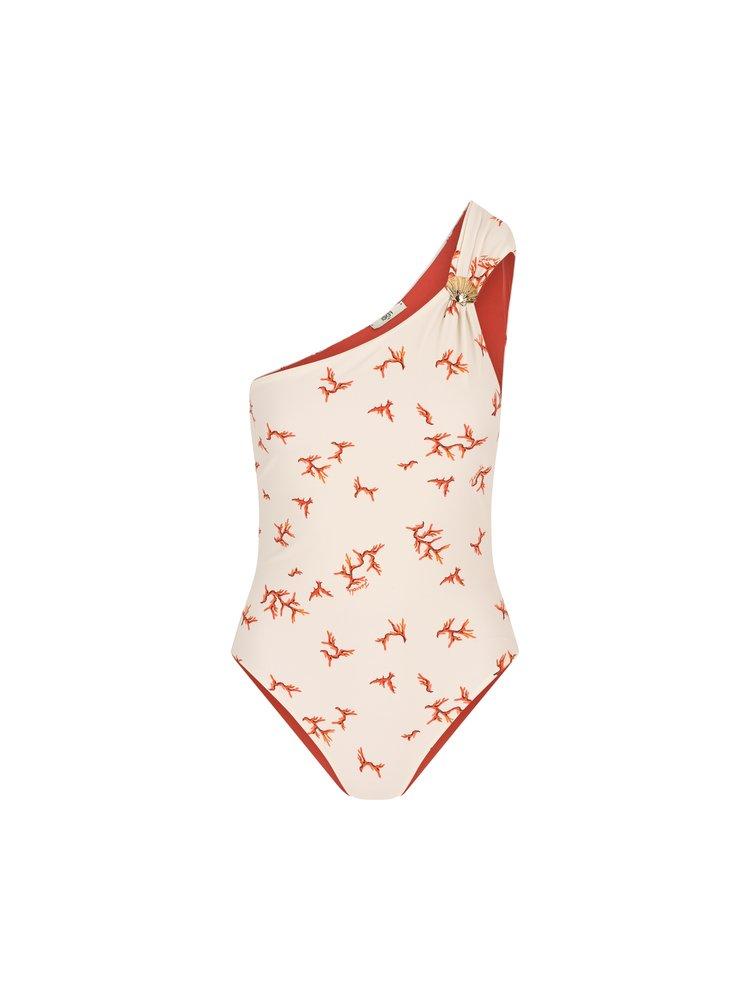 水着・ビーチグッズその他 FENDI One-shoulder swimming costume with coral FENDI Fendi One-Shoulder Swimming Costume With Coral Women