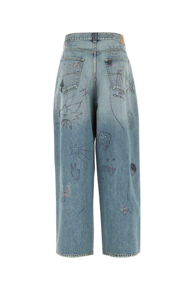 Distressed wide-leg jeans in blue - Balenciaga
