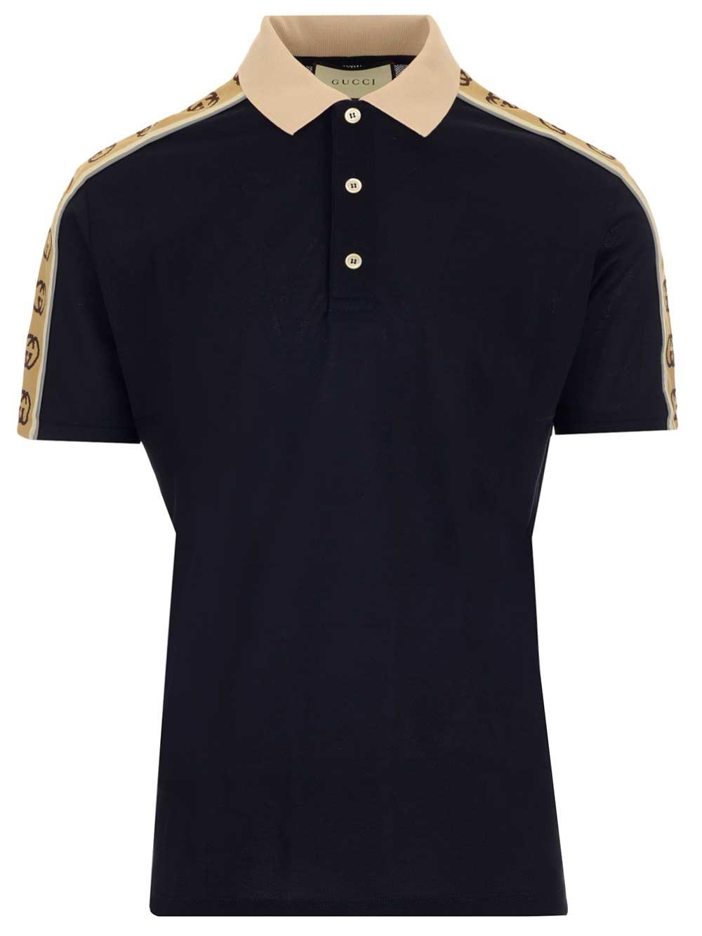 mens navy gucci polo