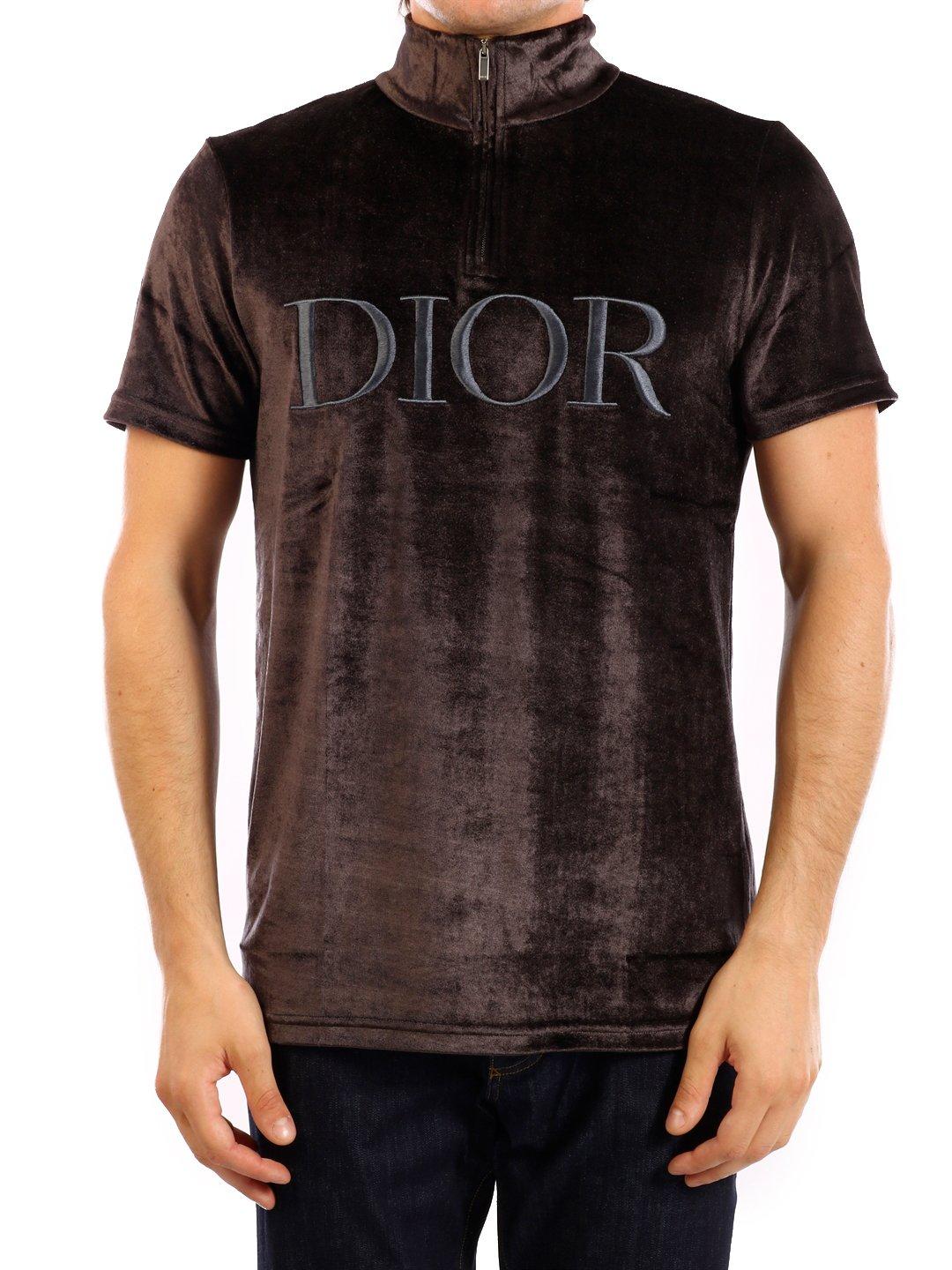 Dior Homme Logo Embroidered Velvet T-shirt in Black for Men | Lyst