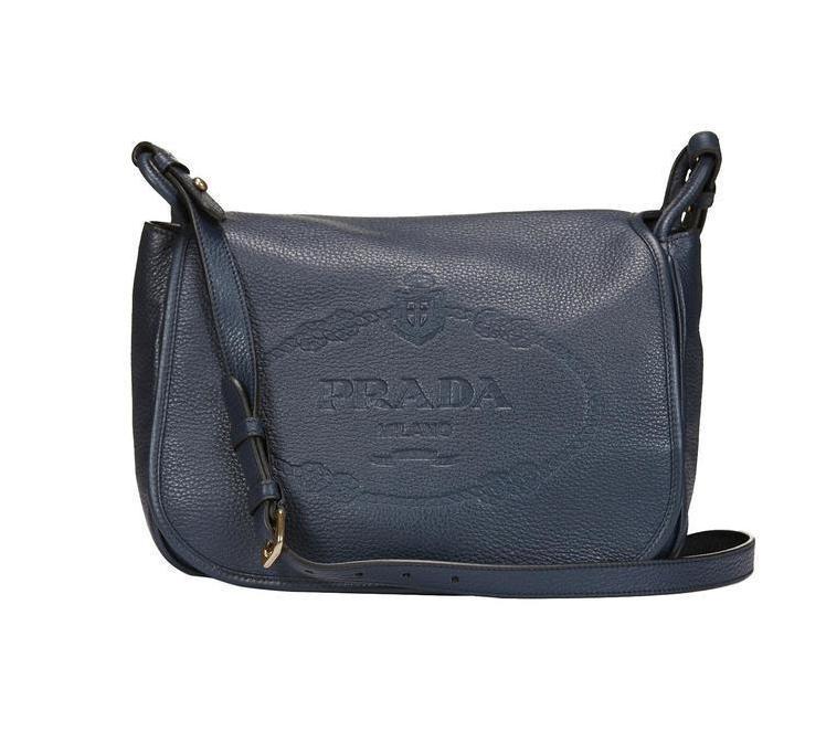 Prada embossed logo leather handbag cheap