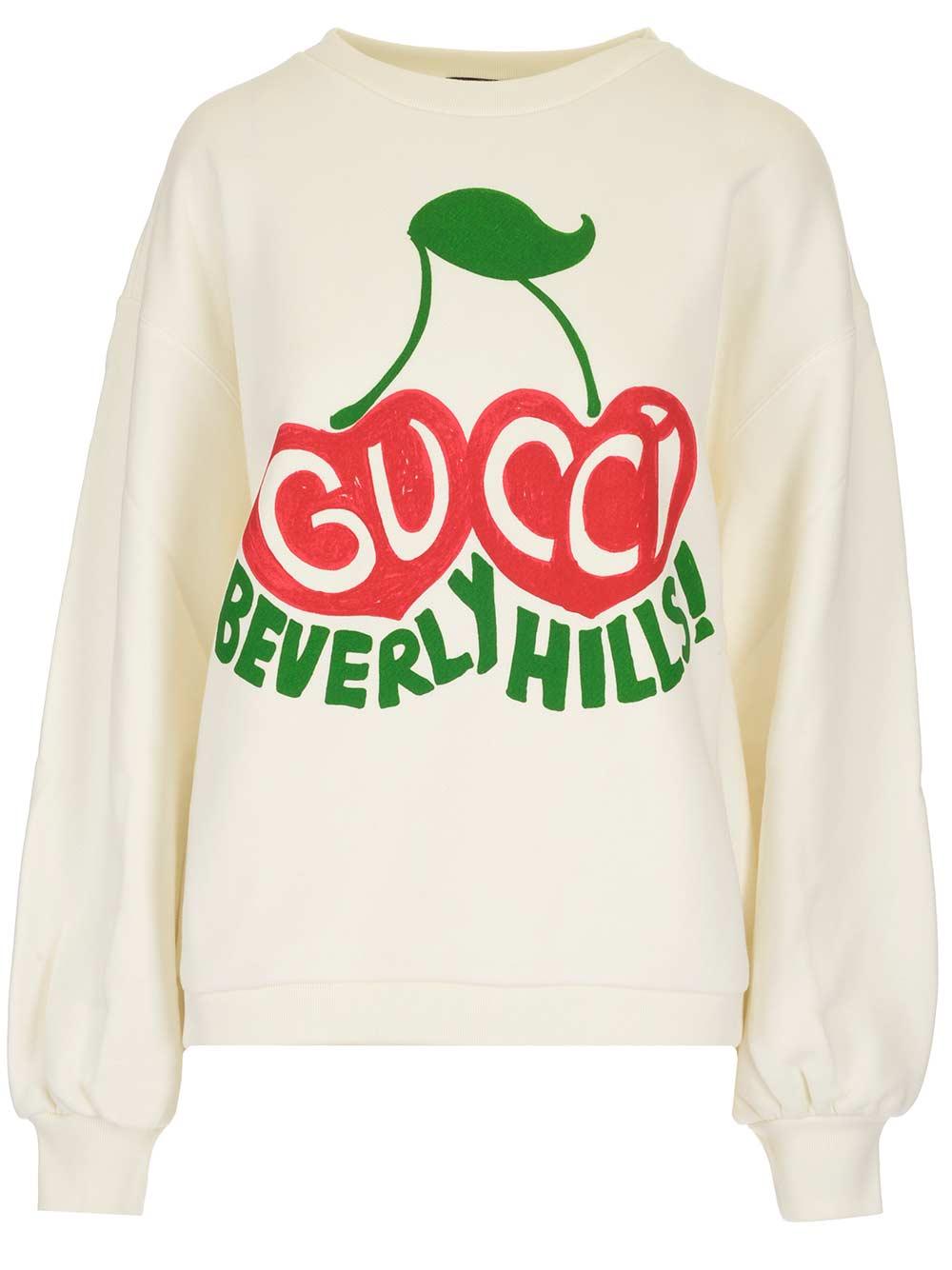 "beverly Hills" Cherry Print Sweatshirt in White - Save 59% - Lyst