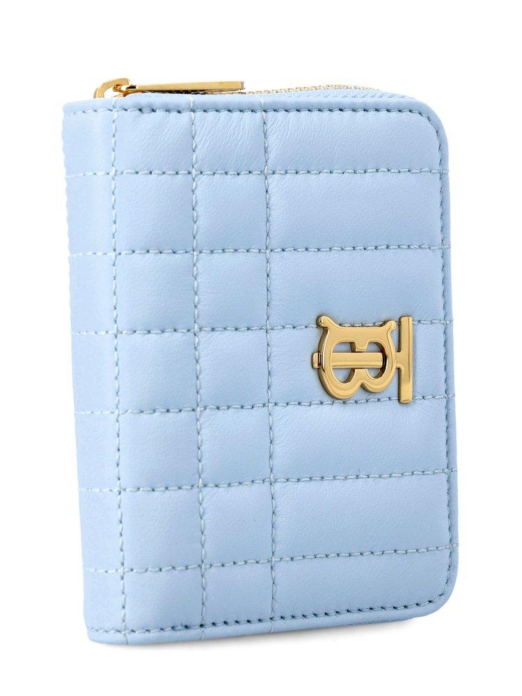 Quilted Leather Lola Card Case in Cool Sky Blue - Women
