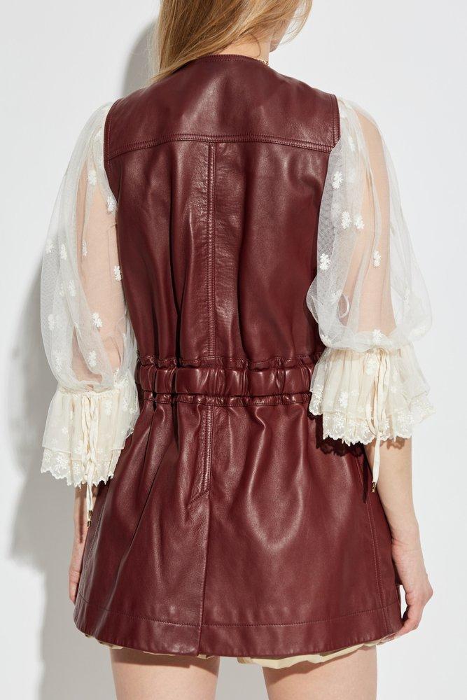 レザージャケット・コート Chloe Utilitarian Vest In Leather Chloé Utilitarian Vest in Soft Leather in Caramello | Chloé IN