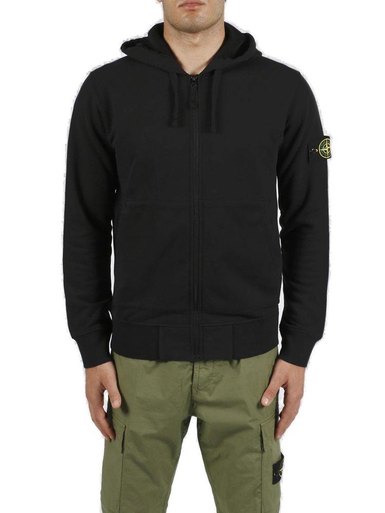 Stone Island Zip Up Drawstring Hoodie in Black for Men Lyst UK