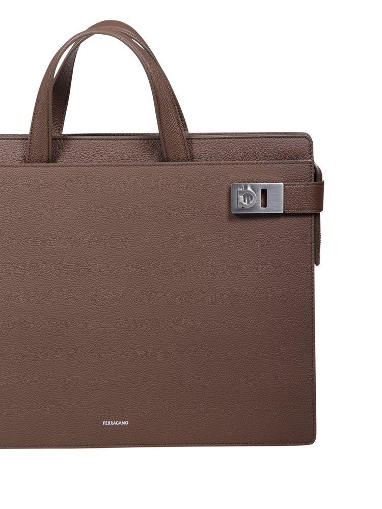 Ferragamo Gancini Buckle Briefcase in Brown for Men Lyst