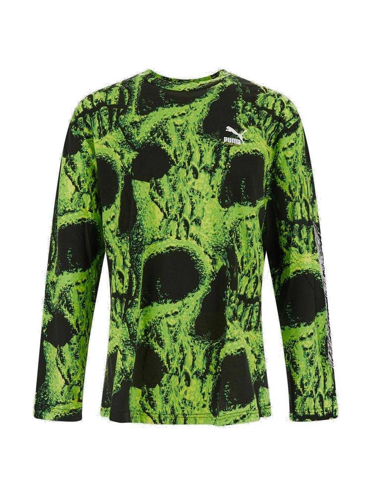 PUMA Cotton X Santa Cruz All-over Graphic Printed Long-sleeved T-shirt in  Green for Men | Lyst