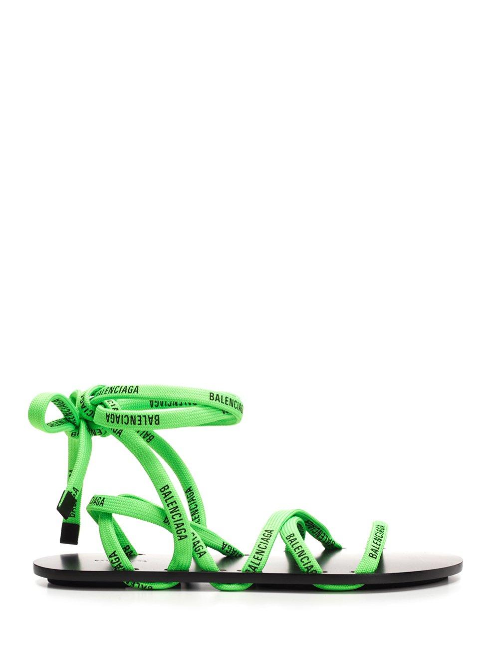 Balenciaga Lace-up Sandals in Green - Lyst