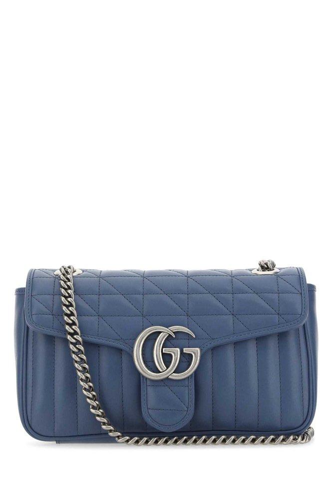 Gucci GG Marmont Chain Linked Shoulder Bag in Blue | Lyst