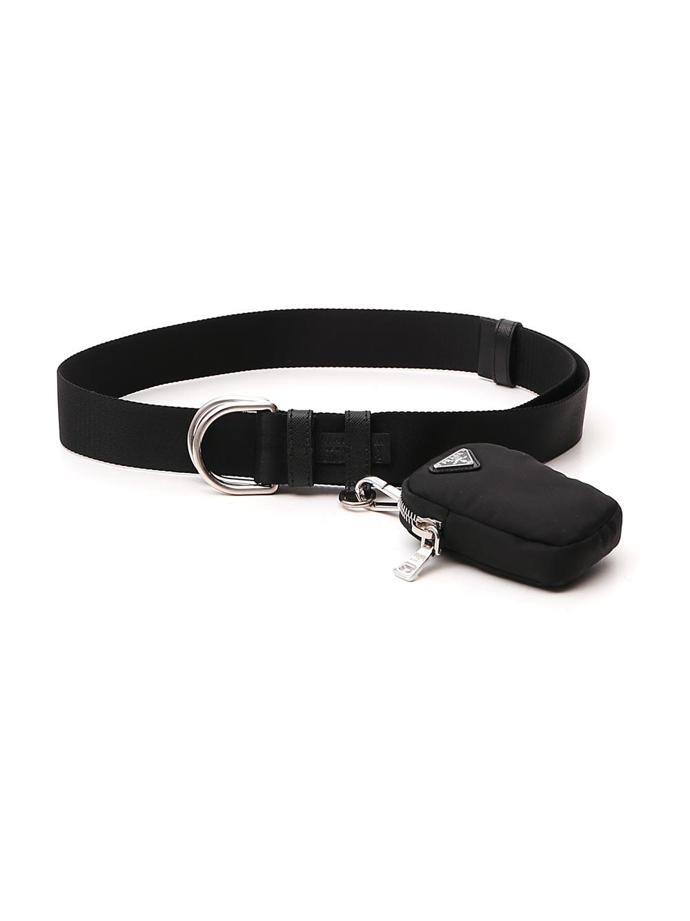Prada Double-ring Pouch Belt in Black | Lyst