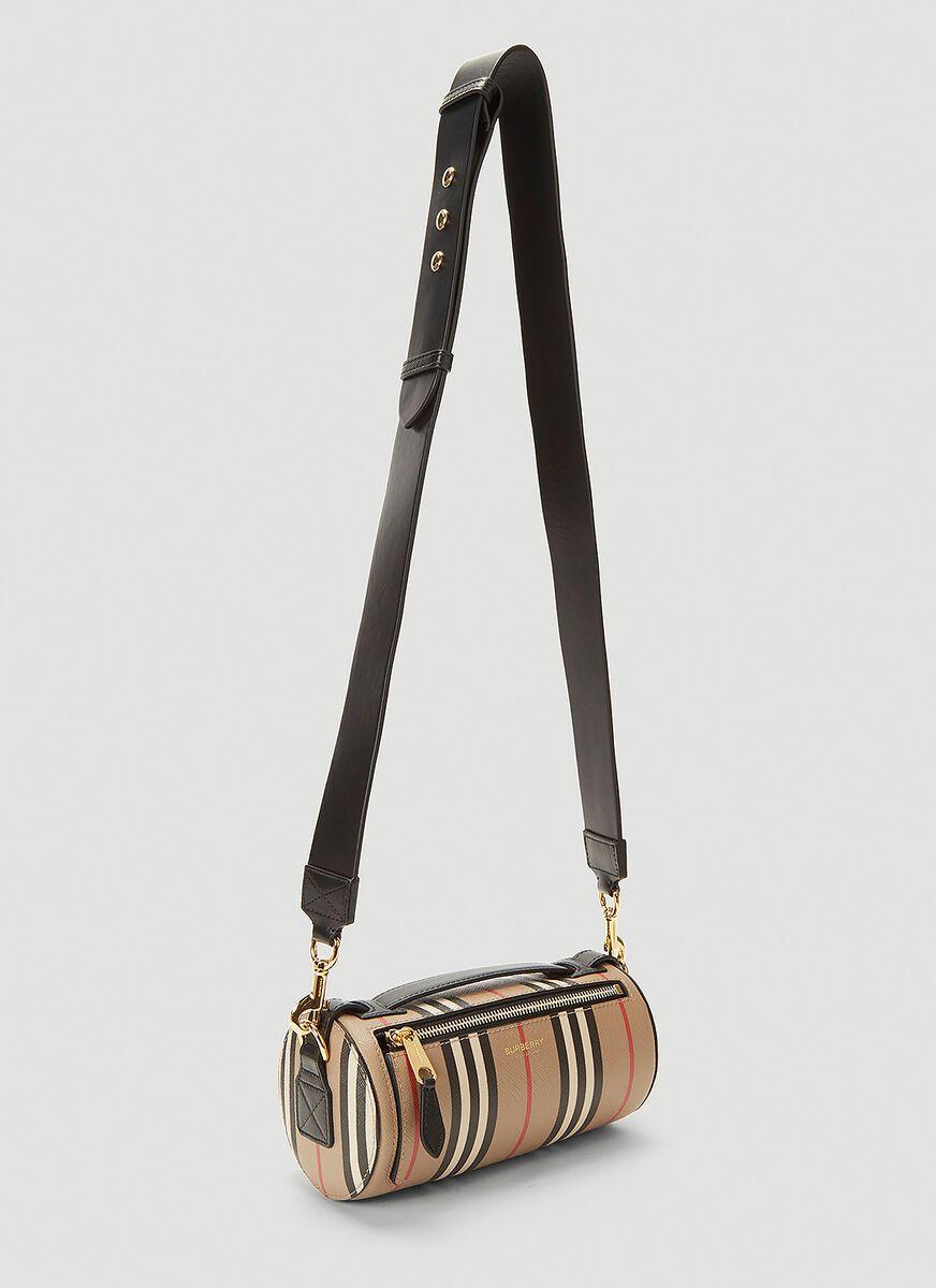 Burberry Icon Stripe Barrel Shoulder Bag in Natural | Lyst
