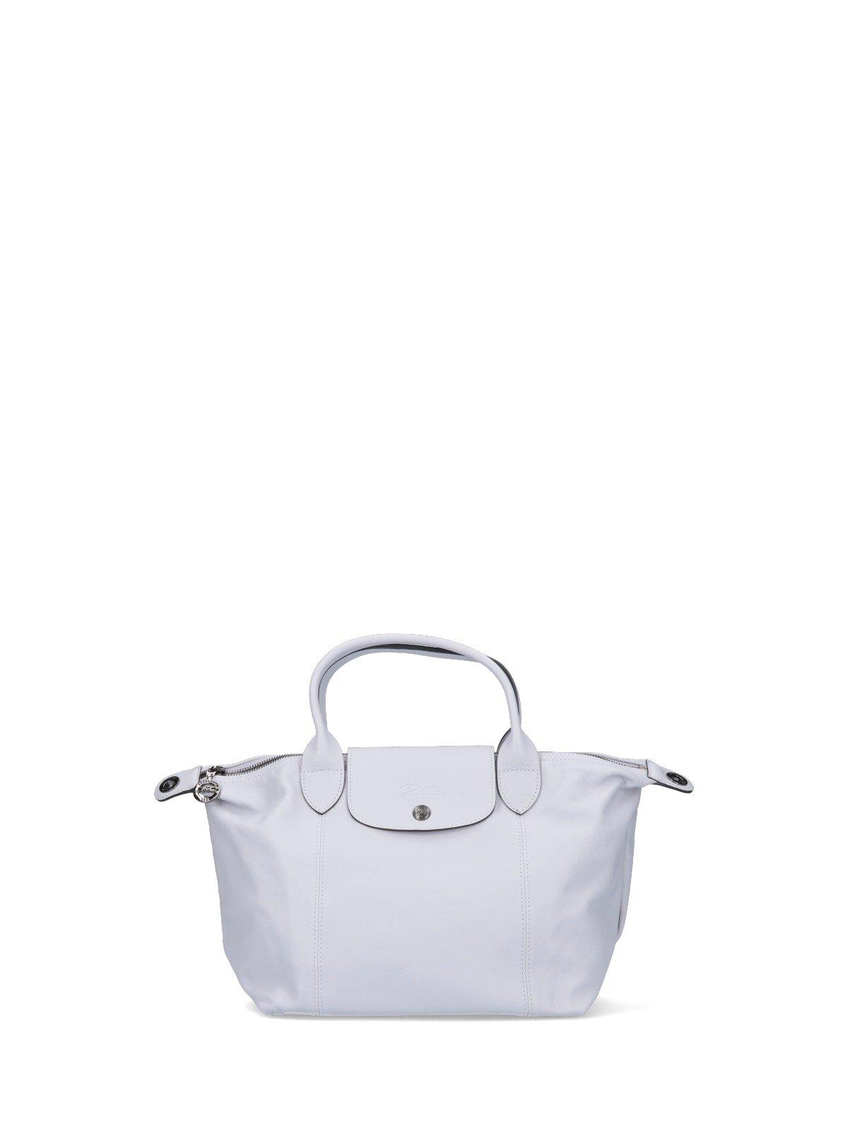 Longchamp Leather Le Pliage Cuir Top Handle Bag in Grey,Silver Tone (Gray)  - Save 56% - Lyst