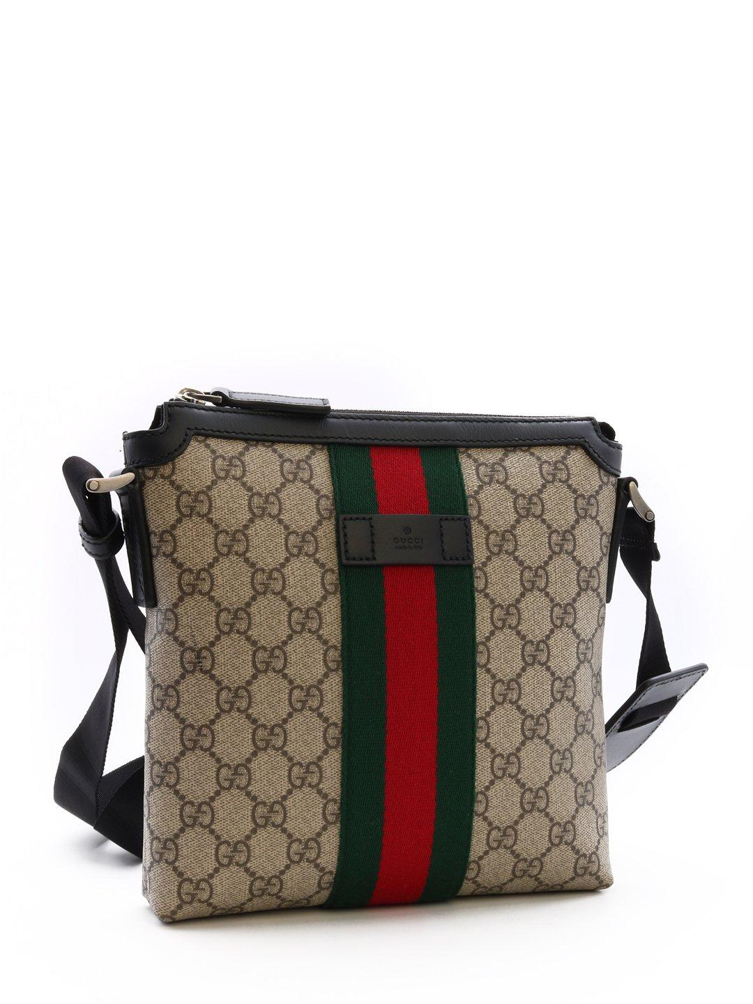 Gucci Canvas Web GG Supreme Flat Messenger Bag in Beige (Natural) for ...