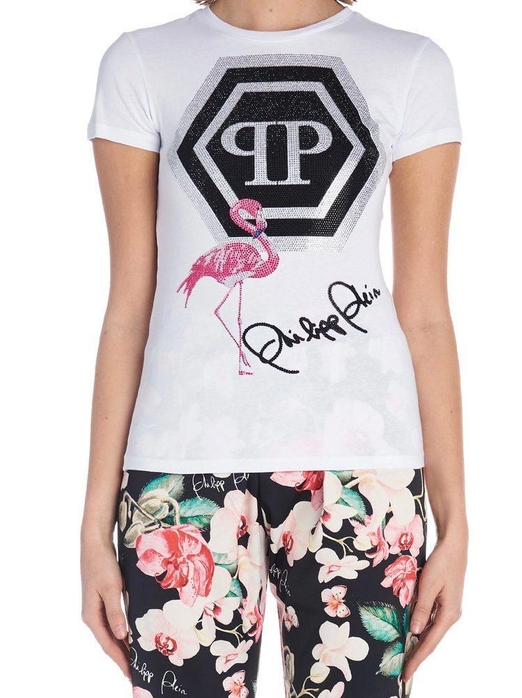 Philipp Plein Cotton Flamingo Print T-shirt in White - Save 44% - Lyst