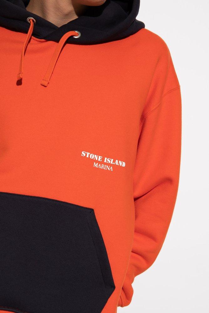 Stone Island Hoodie With Logo in Orange for Men | Lyst