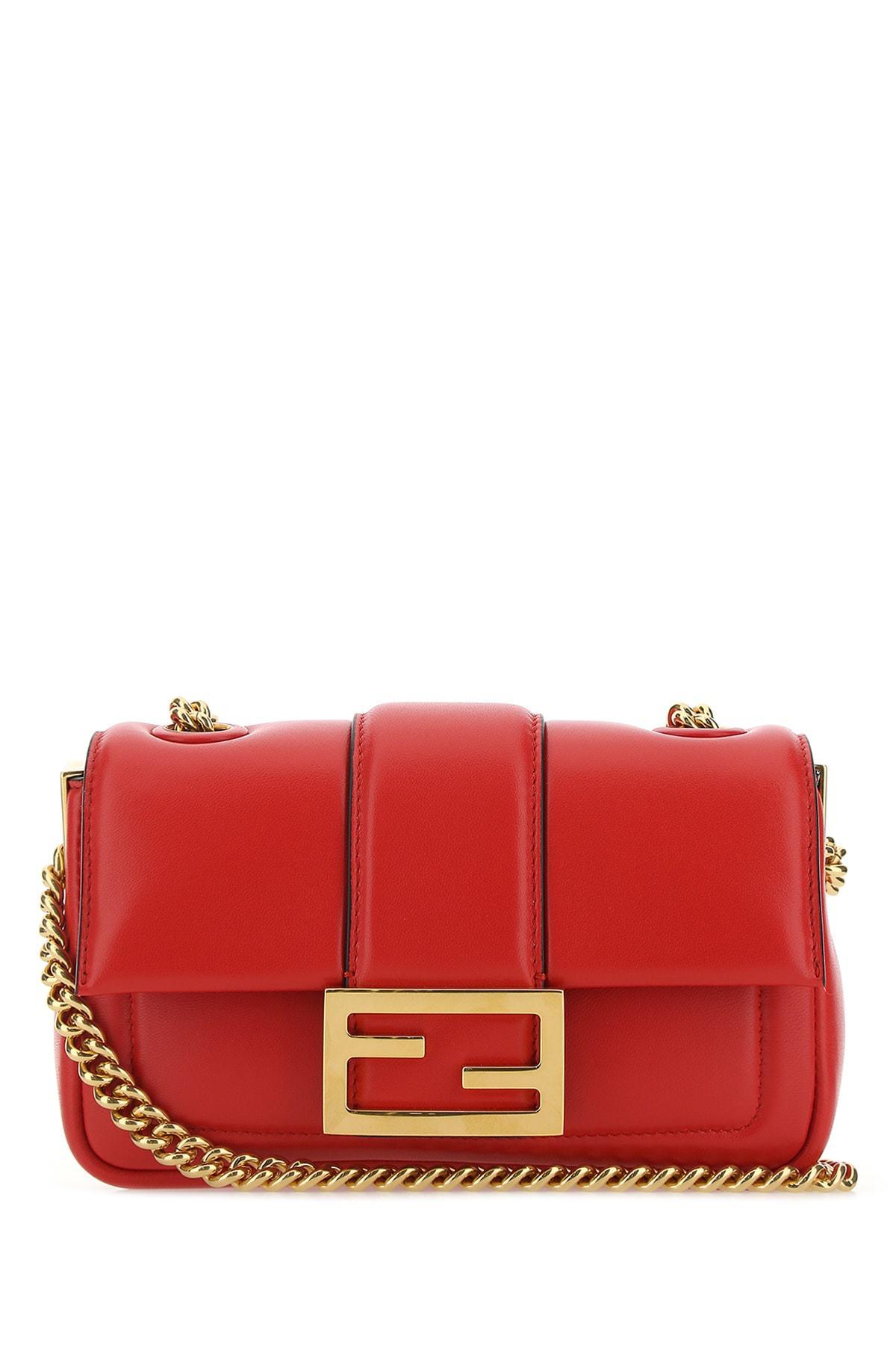 Baguette Mini - Red FF nappa leather bag