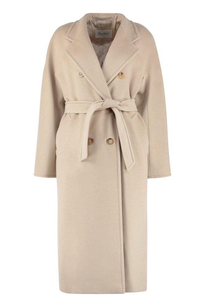Max Mara Madame Double-breasted Virgin Wool Coat in Natural | Lyst