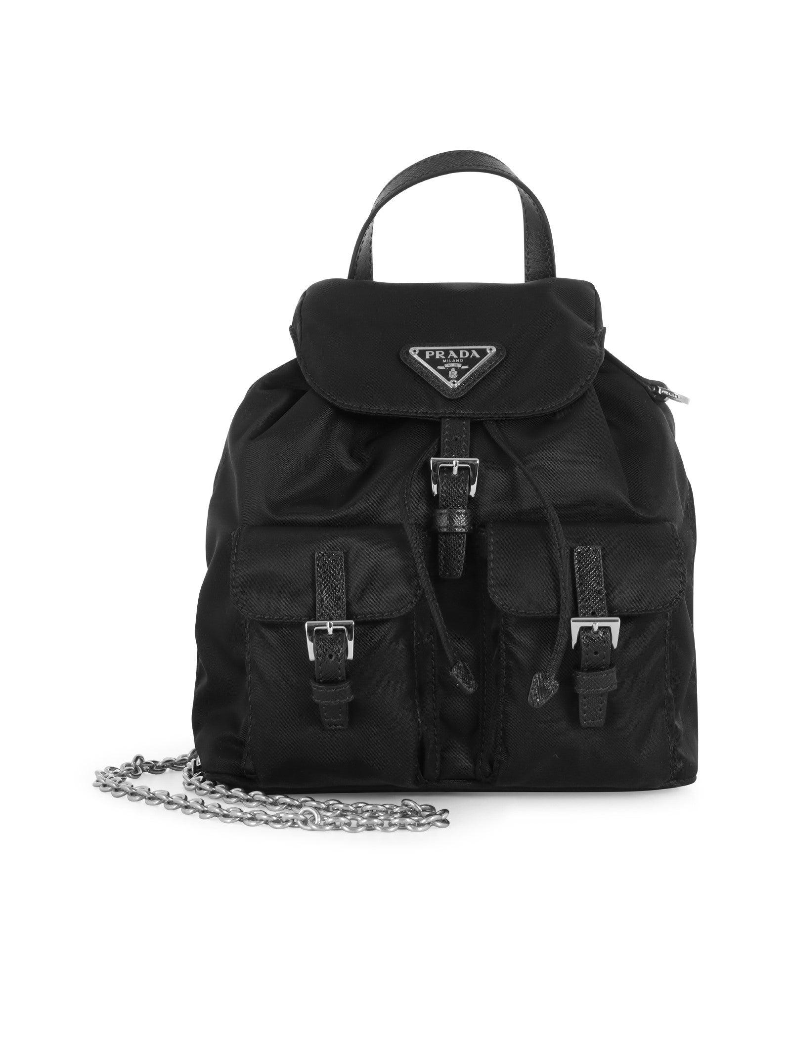 Prada Logo Plaque Backpack in Black | Lyst