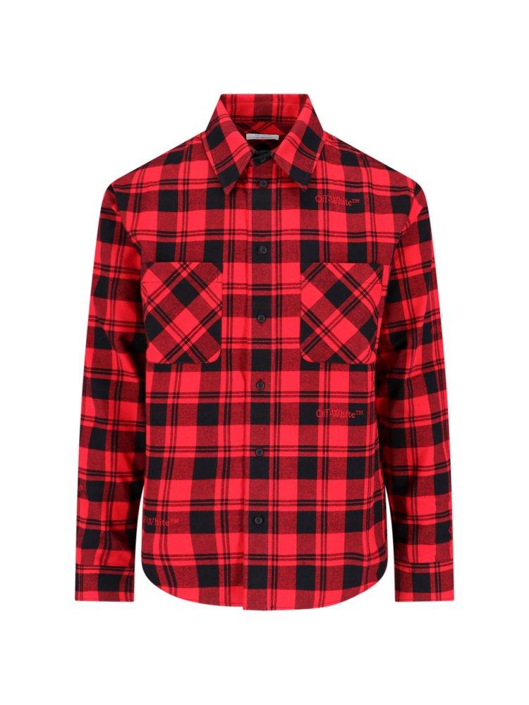 Off white clearance red flannel shirt