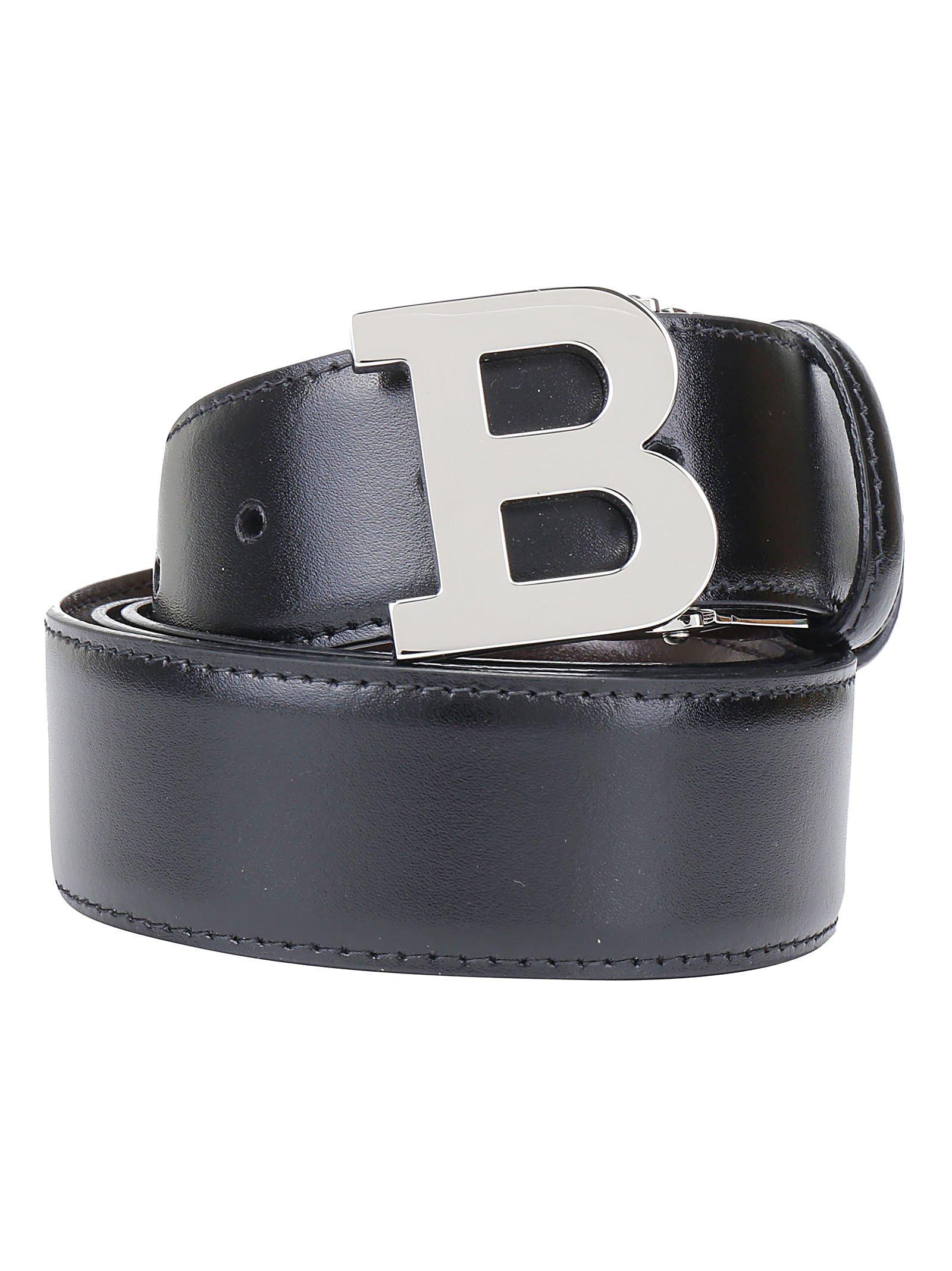 Bally Leather Logo Buckle Belt in Black for Men - Lyst