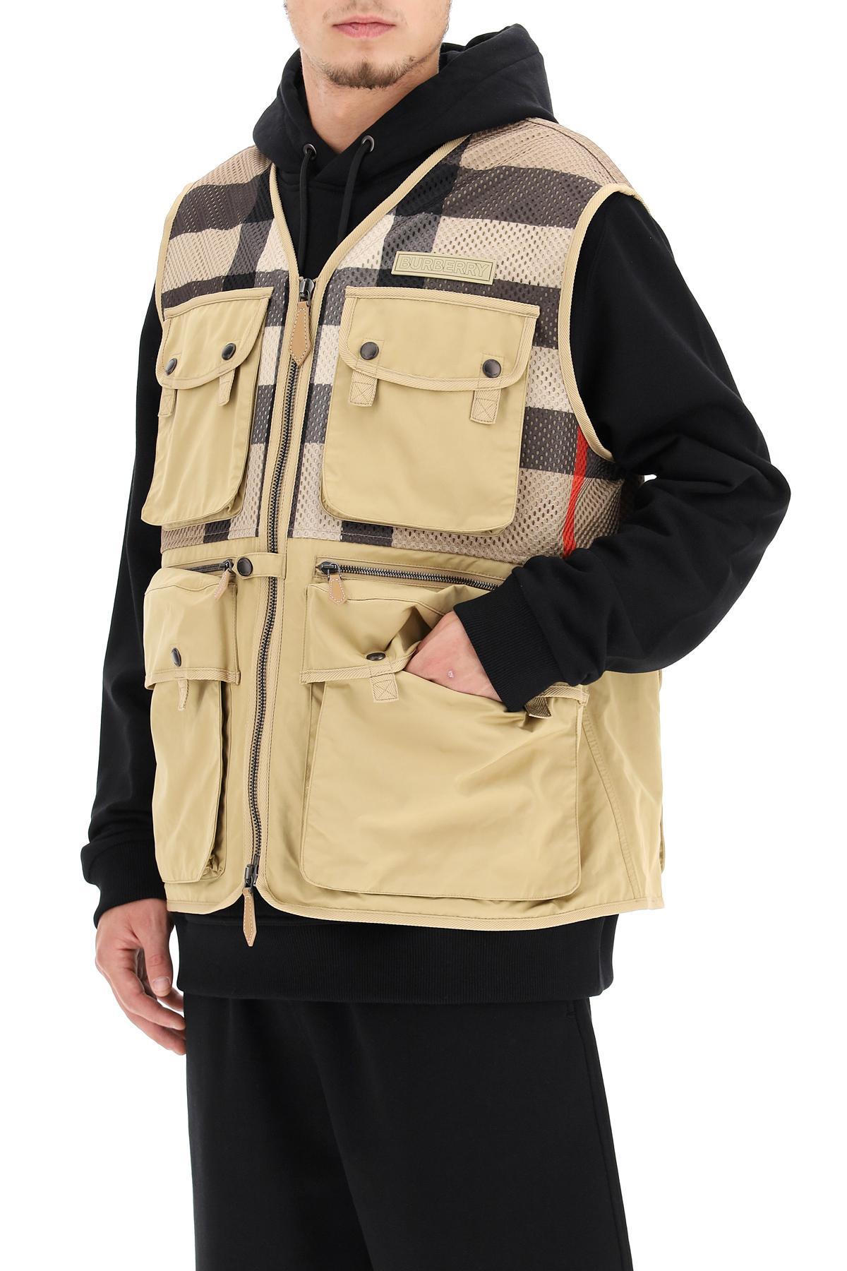 Burberry Finmere Vest In Technical Cotton And Mesh in Natural for Men | Lyst