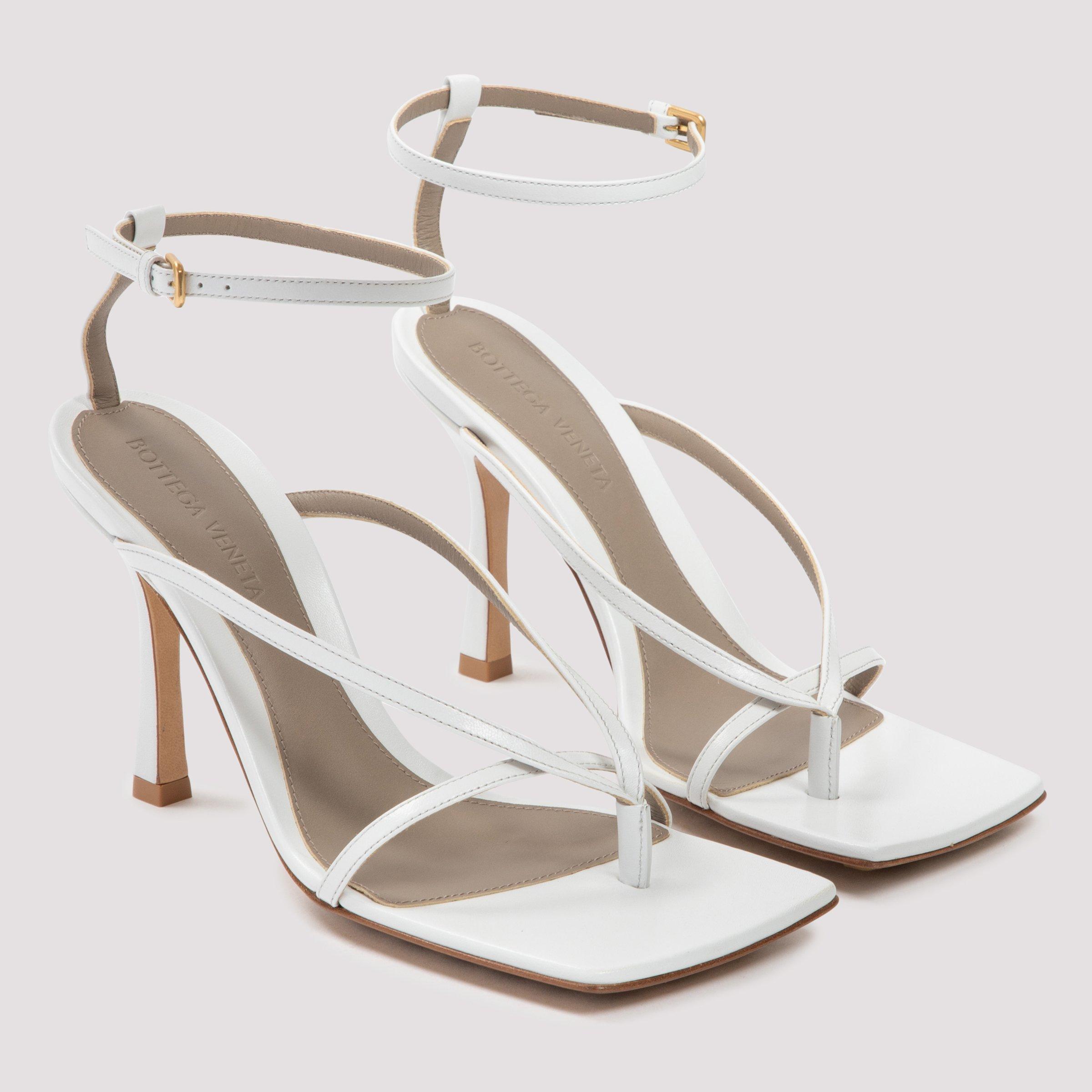 Bottega Veneta Leather Stretch Sandals 80 in White - Save 22% - Lyst