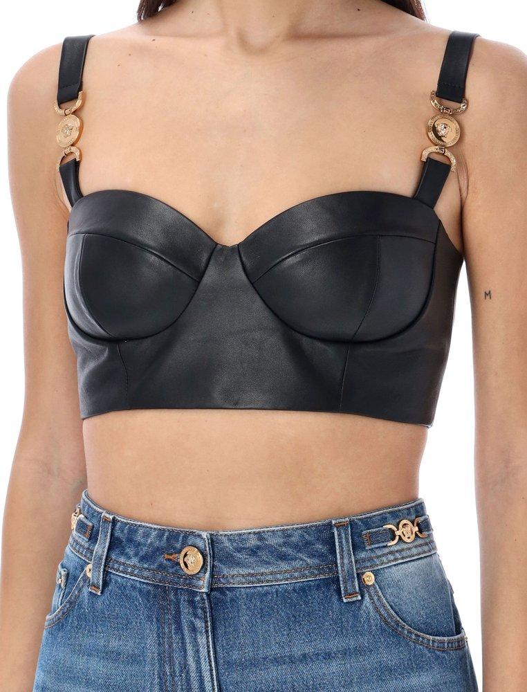 VERSACE Leather Bustier in Black