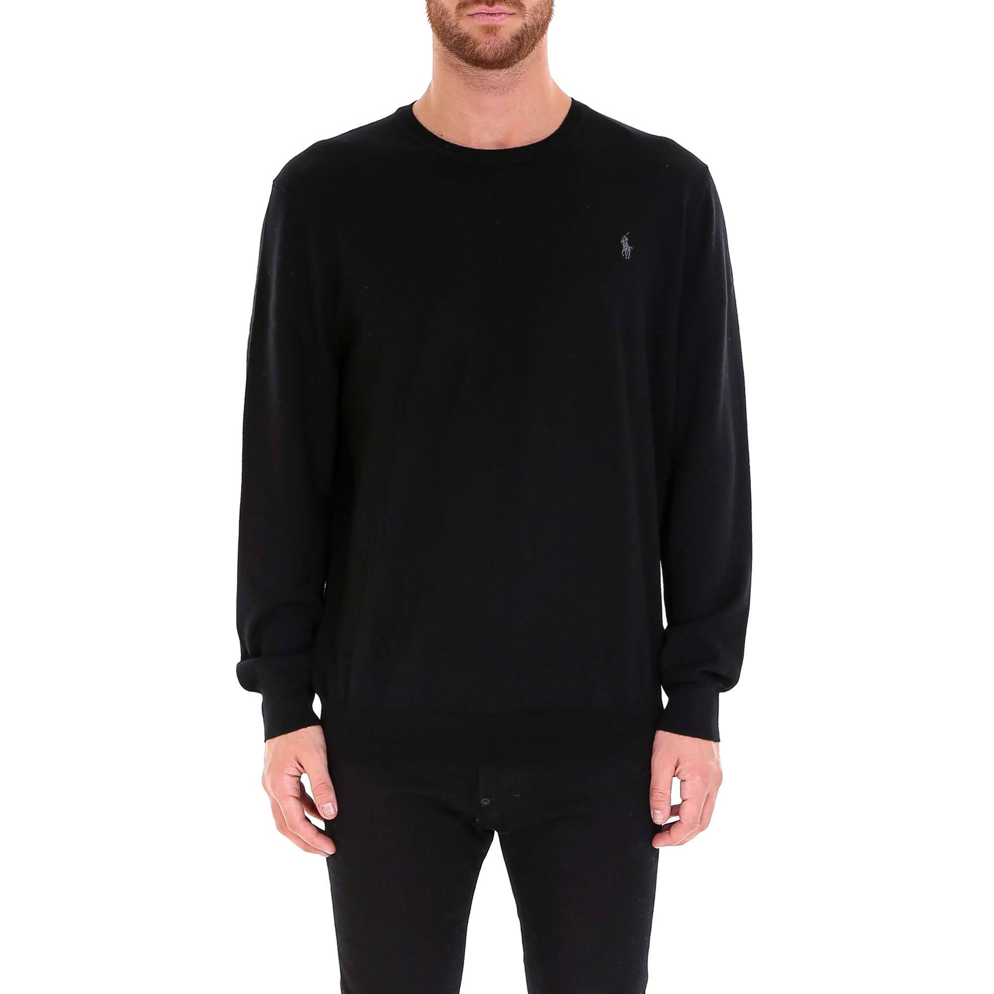 Polo Ralph Lauren Wool Classic Crewneck Pullover in Black for Men - Lyst