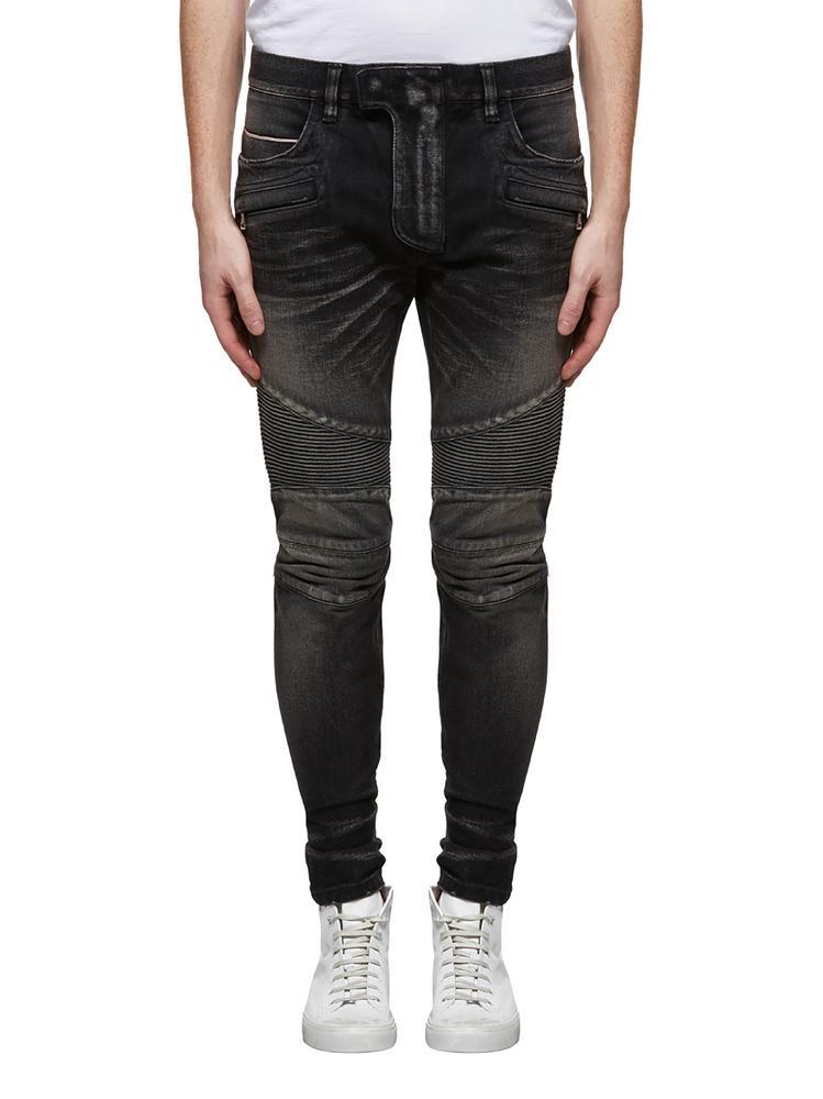 Balmain Textured Skinny Jeans in Black for Men | Lyst
