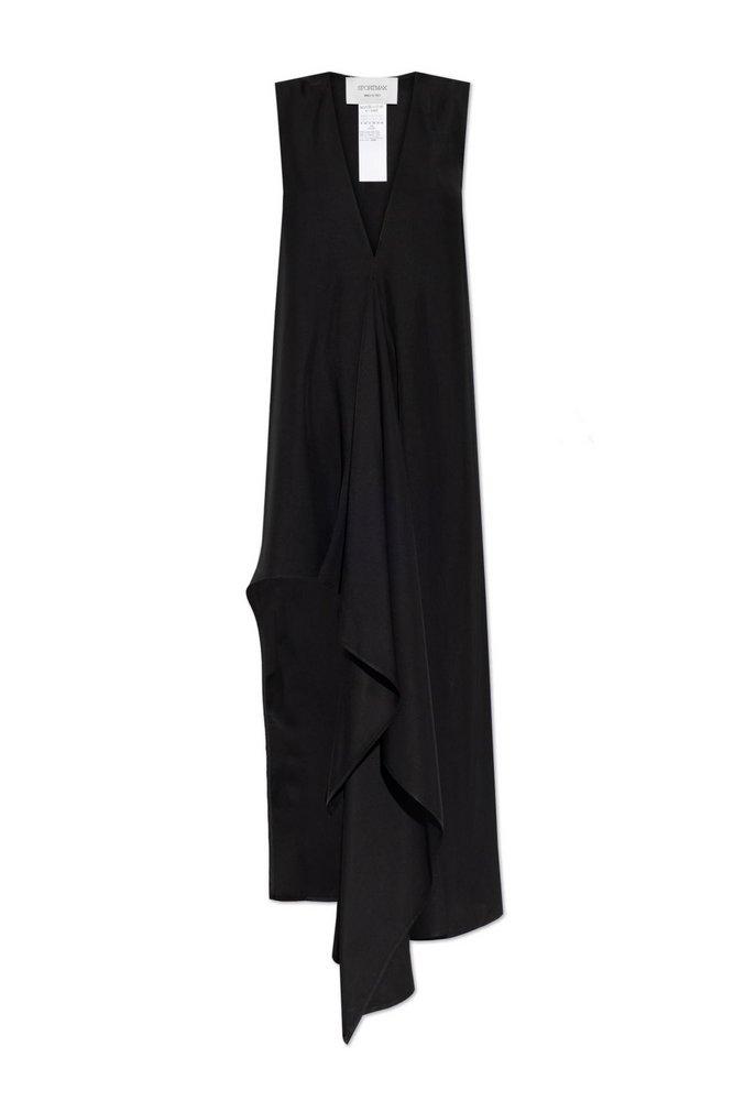 【関税&送料込】Sportmax Black Twill Acline1234 Dress Sportmax Asymmetrical Dresses for Women | Lyst