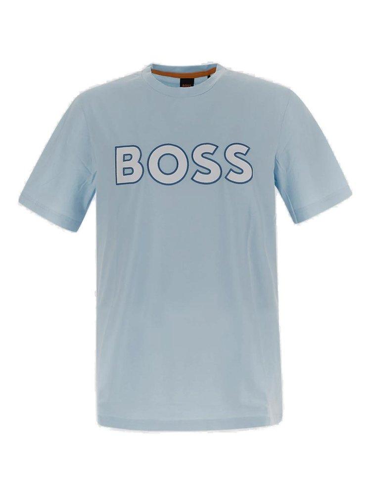 BOSS by HUGO BOSS Hugo Boss Logo Embroidered Crewneck T-shirt in Blue for  Men | Lyst
