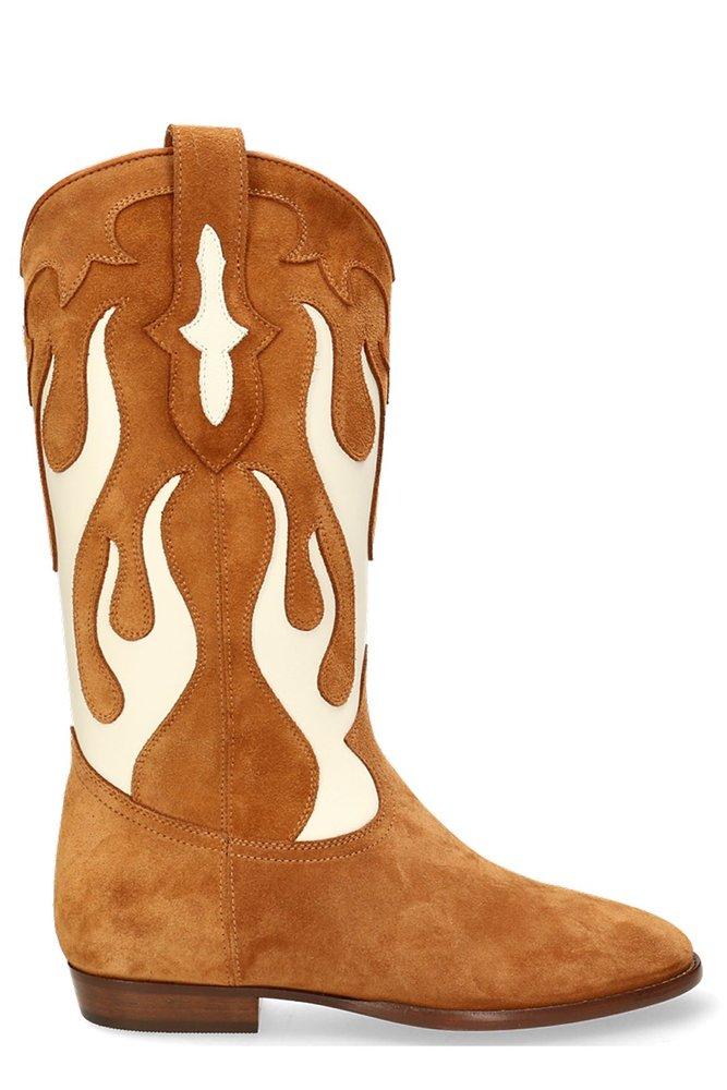Palm Angels Flaremotif Combat Cowboy Boots in Brown Lyst