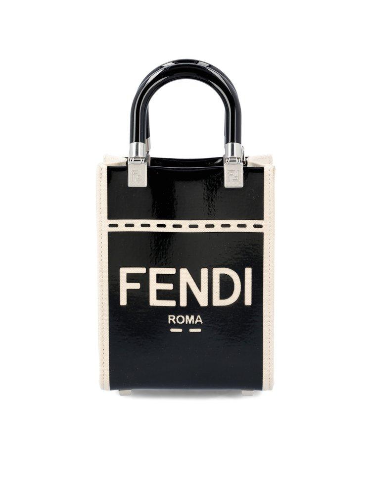 Fendi Logo Detailed Sunshine Small Shopper Bag in Black | Lyst