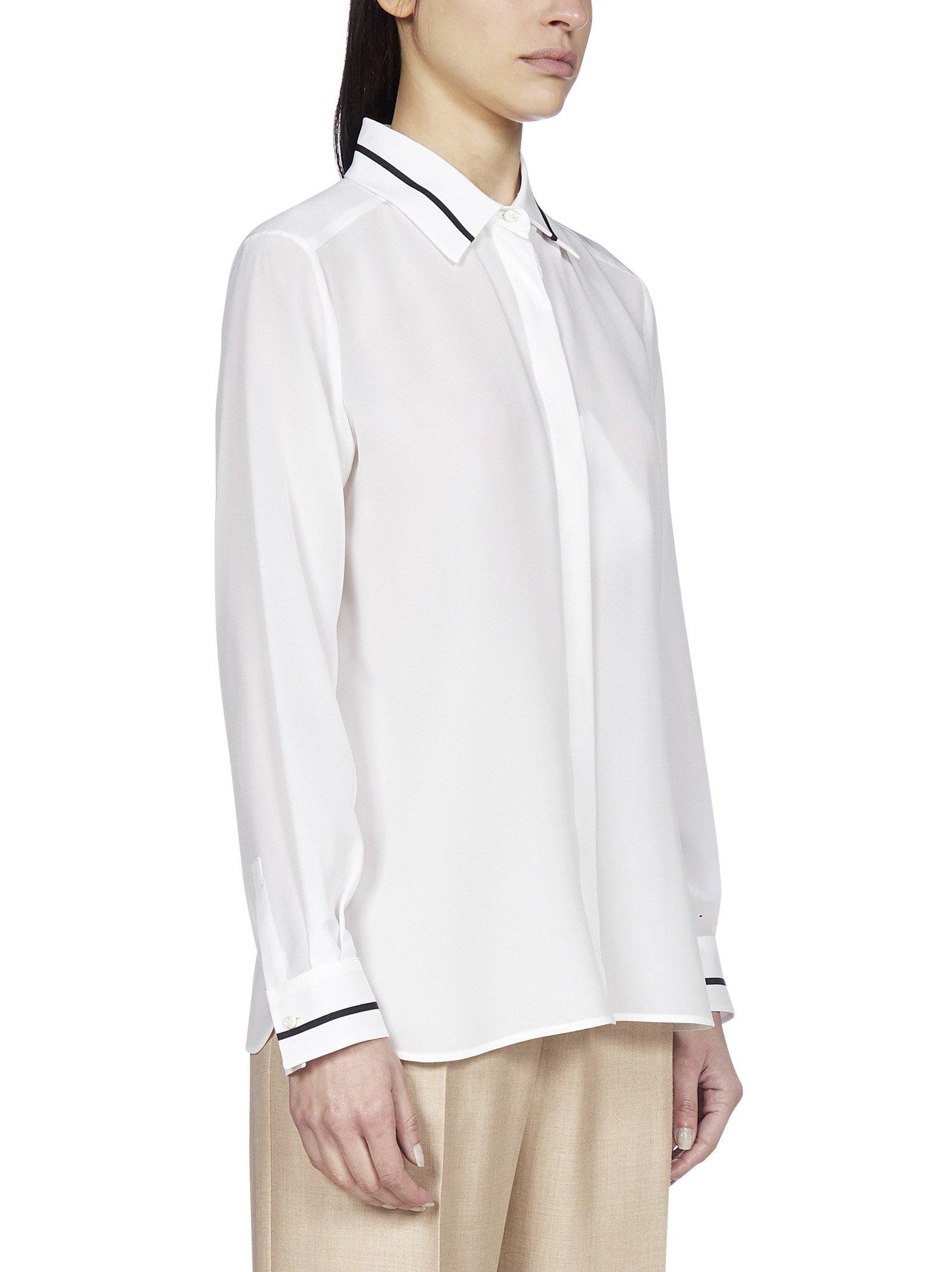 Max Mara Silk Contrasting Stripe Shirt in White - Lyst