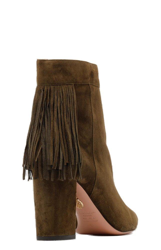 Aquazzura Fringe Detailed Ankle Boots in Brown Lyst UK