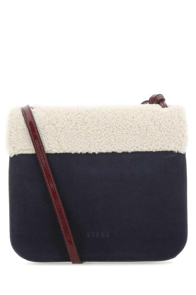 Womens Bags Crossbody bags and purses Leather And Suede Shoulder Bag in Black Blue STAUD Tess Shearling 